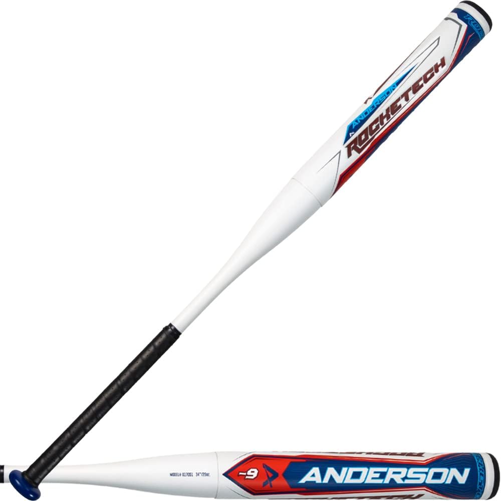 Anderson Rocketech Softball Bat close‑up showing double‑wall barrel