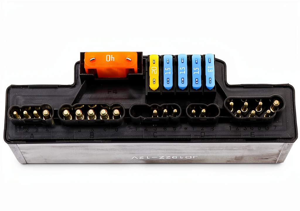 Relay installed on a DIN rail in an automotive control panel
