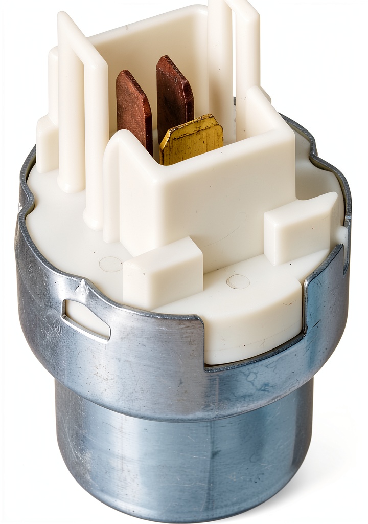 RY123 relay installed on a DIN rail in an automotive control panel