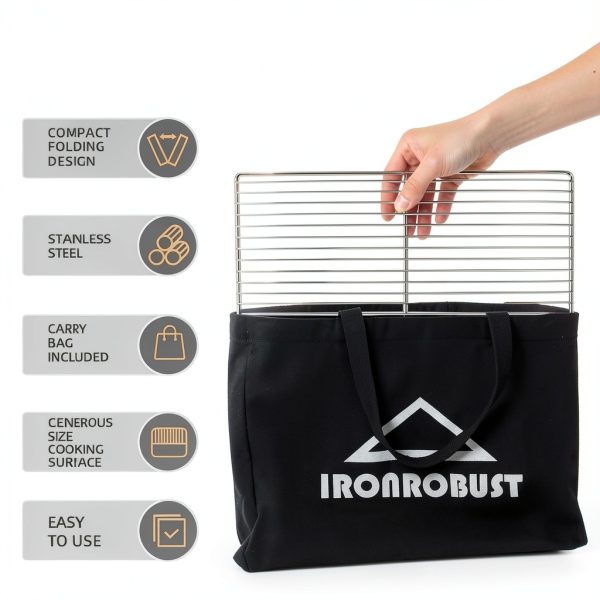 Stainless Steel Campfire Grill IRONROBUST 360° Rotatable Foldable Rack-2