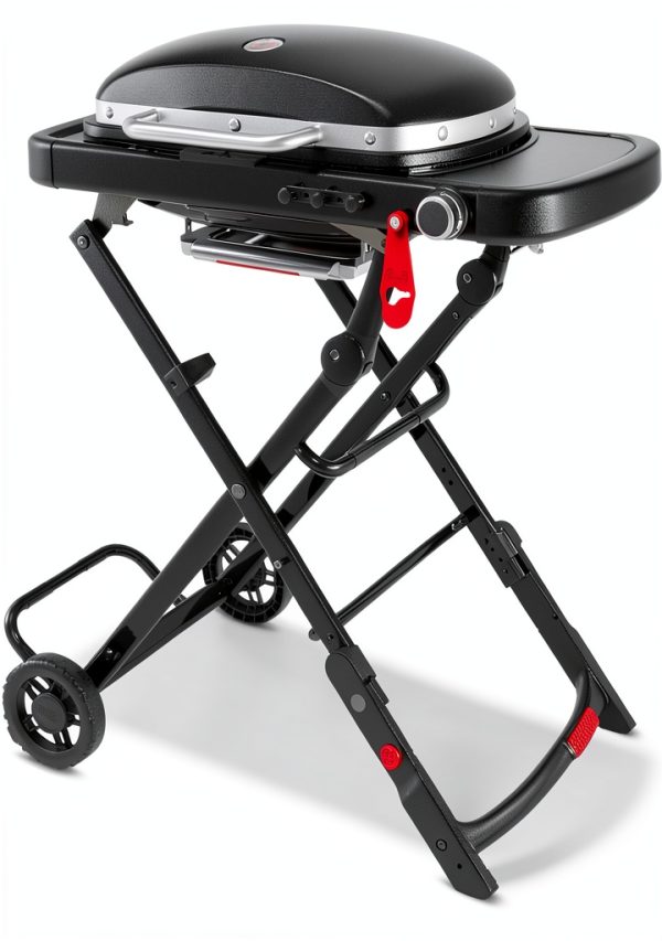 Weber Traveler Compact Portable Liquid Propane Gas Grill for Camping and Travel, 1 Burner, Black-0