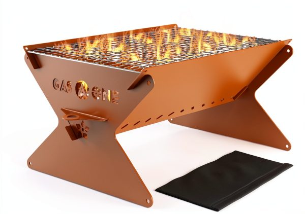 Portable Charcoal Grill GasOne 15in Foldable Brown Camping Grill-0