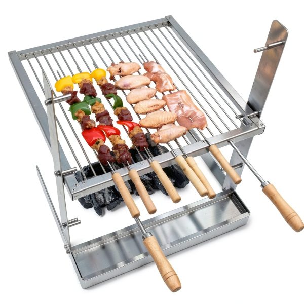 Portable Camping Grill HORESTKIT Adjustable Height Steel 18x17-4