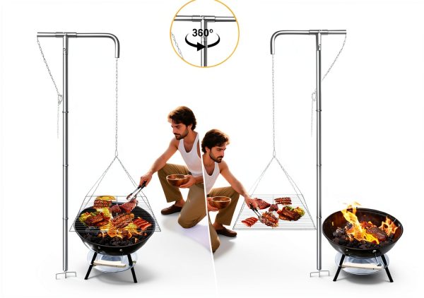 Stainless Steel Campfire Grill IRONROBUST 360° Rotatable Foldable Rack-3