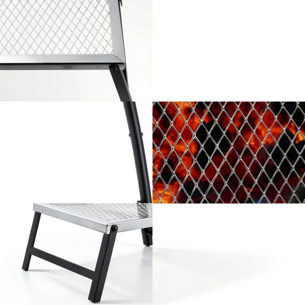 Folding Campfire Grill Anbte 16x12 Heavy Duty Mesh Chrome Portable-2