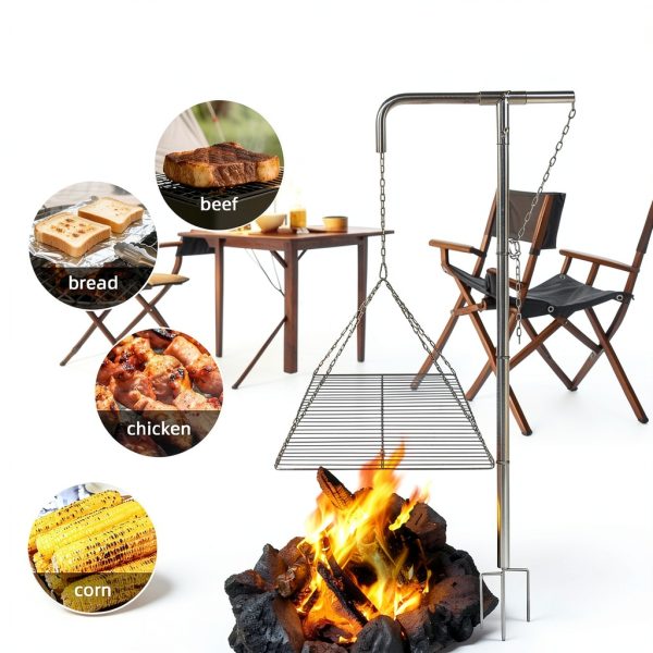 Stainless Steel Campfire Grill IRONROBUST 360° Rotatable Foldable Rack-5