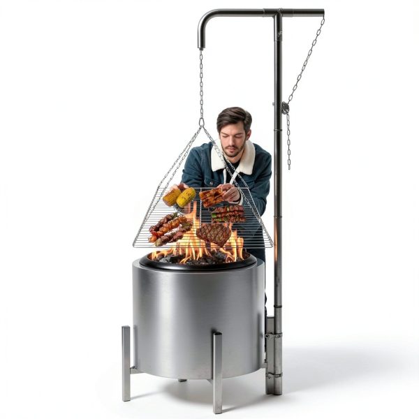 Stainless Steel Campfire Grill IRONROBUST 360° Rotatable Foldable Rack-6