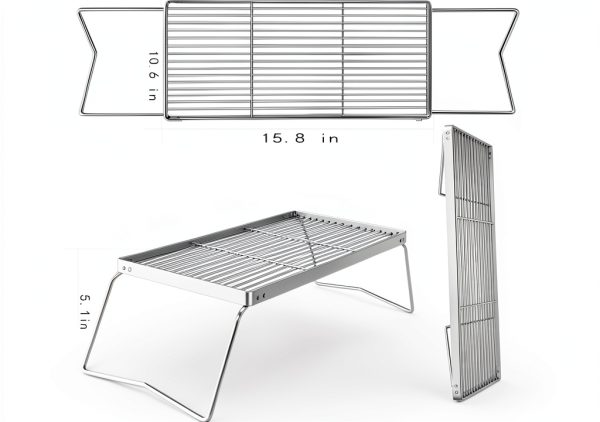 15.8" Folding Campfire Grill by Generic 304 Stainless Steel Portable-2