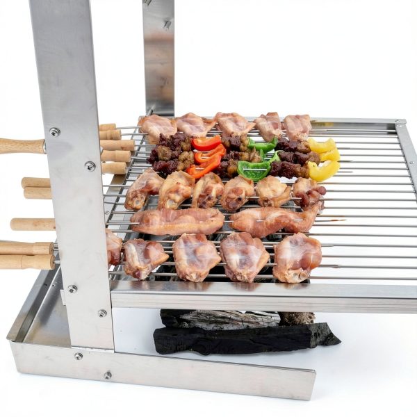 Portable Camping Grill HORESTKIT Adjustable Height Steel 18x17-3