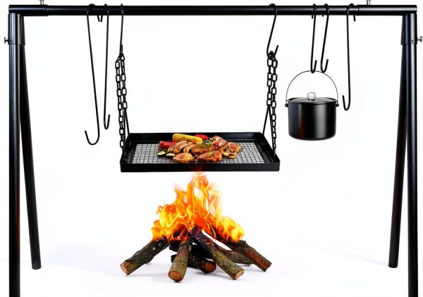 Campfire Swing Cooking Grill Stand HONYTA Carbon Steel 34in-0
