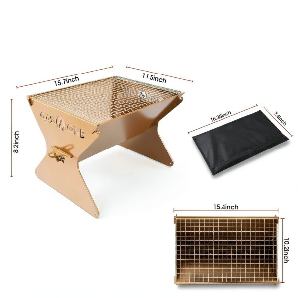 Portable Charcoal Grill GasOne 15in Foldable Brown Camping Grill-1