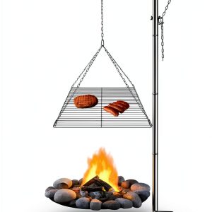 Stainless Steel Campfire Grill IRONROBUST 360° Rotatable Foldable Rack-0