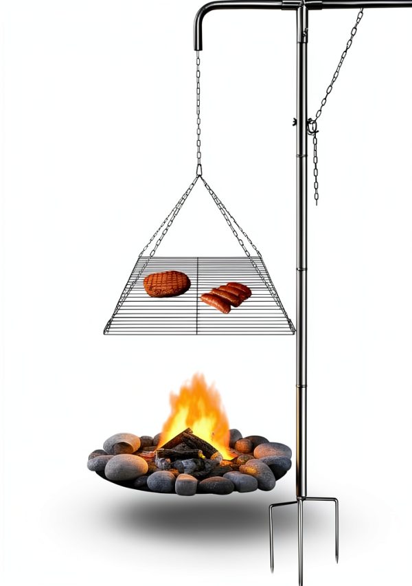 Stainless Steel Campfire Grill IRONROBUST 360° Rotatable Foldable Rack-0
