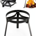 Cooking Tripod for Campfire, 9.8Inch Durable Steel Campfire Tripod for Cooking for Dutch Oven Outdoor Cooking, Foldable Fire Pit Stand with Black Heat Resistant Coating-0