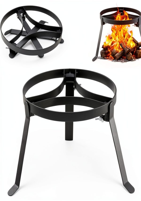 Cooking Tripod for Campfire, 9.8Inch Durable Steel Campfire Tripod for Cooking for Dutch Oven Outdoor Cooking, Foldable Fire Pit Stand with Black Heat Resistant Coating-0