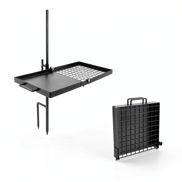 Heavy Duty Folding Campfire Grill 24" Swivel Adventure Seeka-4