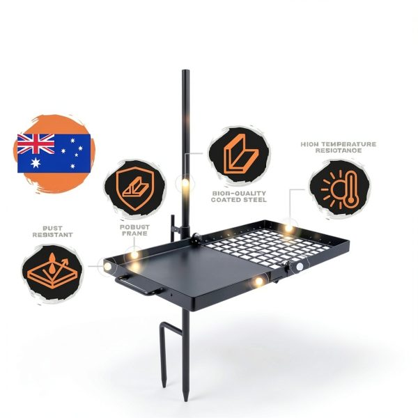 Heavy Duty Folding Campfire Grill 24" Swivel Adventure Seeka-3