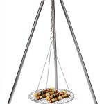 Camping Tripod HaSteeL Adjustable Portable Grill Stand with 17" Grate-0