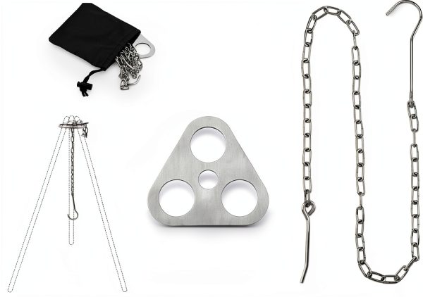 DS. DISTINCTIVE STYLE Stainless Steel Campfire Tripod Plate for Outdoor Cooking - Turn Branches into Camping Tripod for Hanging Cookware - Camping Accessories for Fire Pit and Outdoor Oven-1