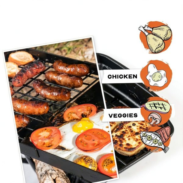 Heavy Duty Folding Campfire Grill 24" Swivel Adventure Seeka-2