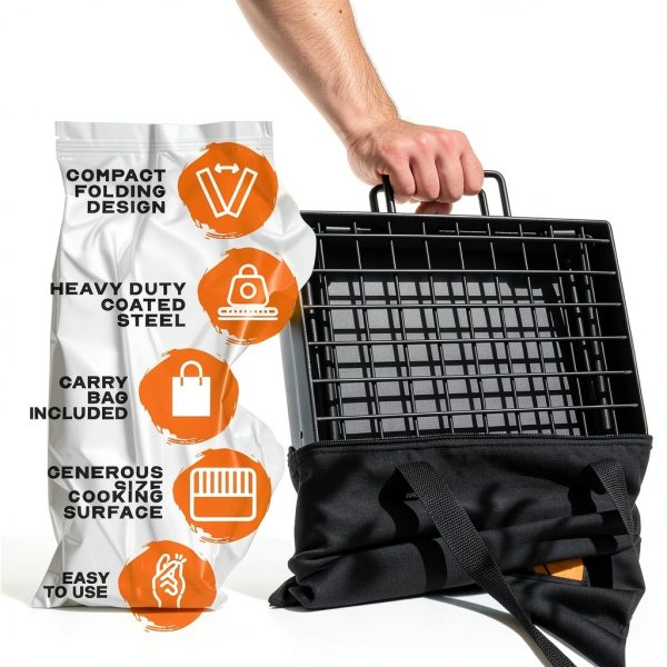 Heavy Duty Folding Campfire Grill 24" Swivel Adventure Seeka-5