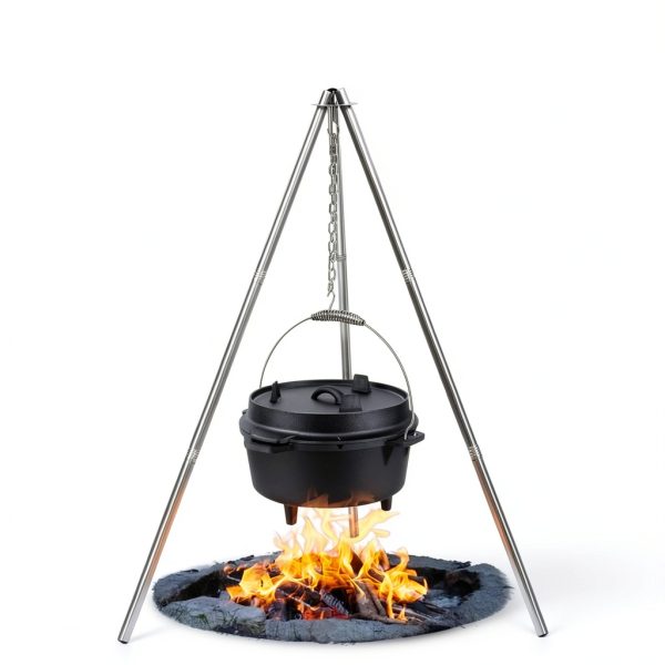 Camping Tripod HaSteeL Adjustable Portable Grill Stand with 17" Grate-2